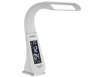 Stolní LED lampa Lilly, nastavitelné rameno, kožený vzhled, bílá