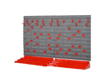 Nástěnný držák nástrojů s 50 háčky a 2 policemi 95,5 x 23 x 53,5 cm