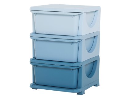 Dětská zásuvková skříňka (organizér) s úložnými boxy na hračky, modrá 37 x 37 x 56,5 cm