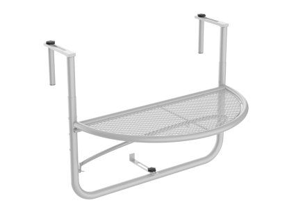 Balkonový závěsný půlkruhový stolek výškově nastavitelný, Ø30 cm, bílý
