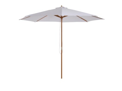 Slunečník Ø 300 cm, jedlové dřevo/bambus/polyester, UV a voděodolný, krémové bílý