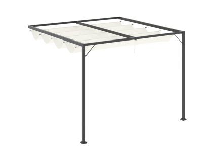 Nástěnná pergola s látkovou střechou (baldachýn) krémové bílá 3 x 3 m