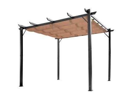 Pergola / altán s nastavitelnou plátěnou střechou (baldachýn) šedo-hnědá 3 x 4 m