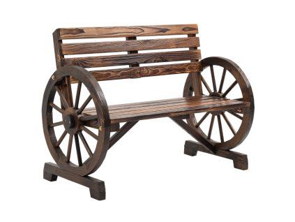 Designová zahradní lavice pro 2 osoby, dřevo masiv, tmavě hnědá, 105,5 x 56 x 79 cm