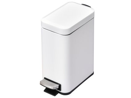 Odpadkový koš s nožním pedálem, obdélníkový, bílý, 5 l