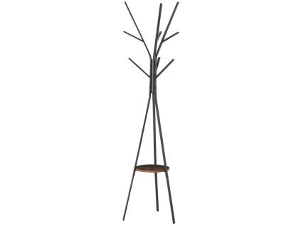 Stojací věšák na šaty, 3 tyče, 9 háčků, černá + hnědá, 180 cm