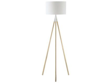Stojací lampa trojnožka, zlatá-bílá, 144 cm