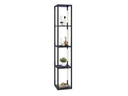 Stojací lampa s policemi, černá, 163 cm