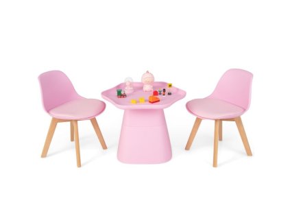 Set dětského stolku s polstrovanými židlemi, plast/dřevo