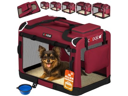 Skládací cestovní box pro psy S, červený