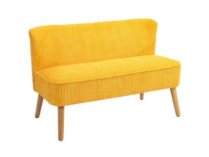 Dvoumístná pohovka žlutá, manšestr, 117 cm