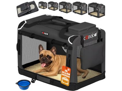Skládací cestovní box pro psy S, antracitový