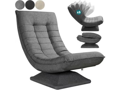 Polohovatelné relaxační křeslo šedé