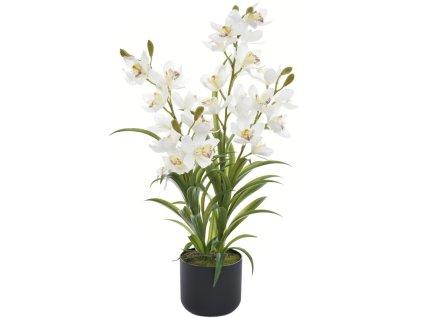 Umělá květina Orchidea v květináči 85 cm, bílá