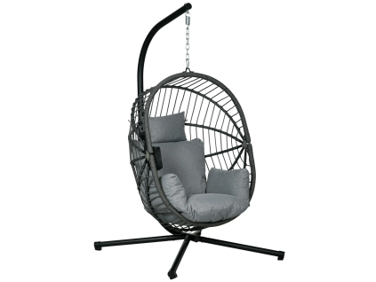 Závěsné houpací křeslo se stojanem, výška 188 cm, šedé