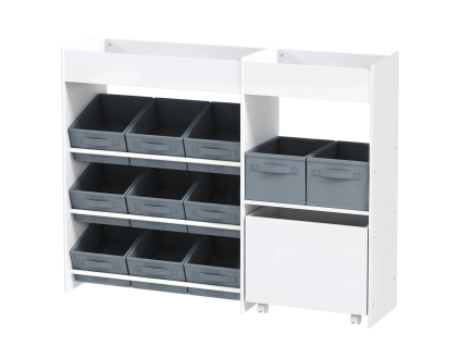 Dětský regál na hračky s 11 boxy, bílo-šedý