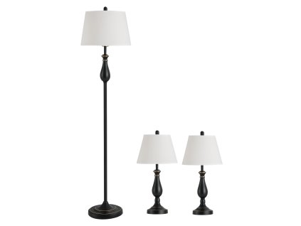 Sada lamp, 1 stojací a 2 stolní, černo-bílé