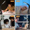 Stolní LED lampa Lilly, nastavitelné rameno, kožený vzhled, černá