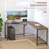 Rohový kancelářský / domácí PC stůl ve tvaru L v dekoru dřeva černá/hnědá
