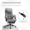 Ergonomická kancelářská židle s polštářovou opěrkou hlavy a podnožkou, světle šedá 66 x 70 x 116-124 cm
