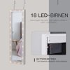 Skříňka na šperky (šperkovnice) se zrcadlem a LED osvětlením, nástěnná / závěsná, bílá,