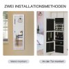 Skříňka na šperky (šperkovnice) se zrcadlem a LED osvětlením, nástěnná / závěsná, bílá,