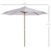 Slunečník Ø 300 cm, jedlové dřevo/bambus/polyester, UV a voděodolný, krémové bílý