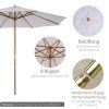 Slunečník Ø 300 cm, jedlové dřevo/bambus/polyester, UV a voděodolný, krémové bílý