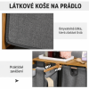 Koš na prádlo dvojitý, bambus a polyester, 63,5 x 33 x 73 cm