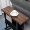 Odkládací stolek úzký s látkovou taškou, tmavě hnědá + černá, 49 x 19 x 55 cm