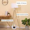 Stojací lampa trojnožka, zlatá-bílá, 144 cm