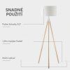 Stojací lampa trojnožka, zlatá-bílá, 144 cm
