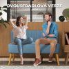 Dvoumístná pohovka světle modrá, 117 cm