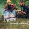 Plynový přenosný gril se 2 hořáky a nepřilnavou deskou, stříbrný