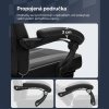 Herní židle s podnožkou, ergonomická, nosnost 150 kg, černo-šedá