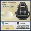 Herní židle s podnožkou, ergonomická, nosnost 150 kg, černo-šedá