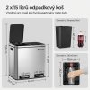 Dvojitý odpadkový koš na tříděný odpad 2x15 l, stříbrný