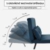 Rozkládací pohovka 2-místná, na spaní, polohovatelná vč. polštářů