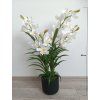 Umělá květina Orchidea v květináči 85 cm, bílá