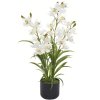 Umělá květina Orchidea v květináči 85 cm, bílá