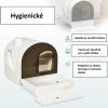 Kočičí záchod přenosný s výsuvnou miskou a lopatkou, bílo-hnědý