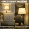 Sada lamp, 1 stojací a 2 stolní, stříbrno-bílá