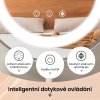 Kosmetické zrcadlo s LED osvětlením, stmívatelné, bílé, průměr 25 cm