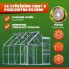 Kompletní skleníkový set se 2 otvírači oken a základnou 250 x 190 cm