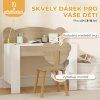 Dětský psací stůl a židle ve tvaru medvěda, bílá a přírodní dřevo