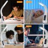 Stolní LED lampa Lilly, nastavitelné rameno, kožený vzhled, bílá - BEZ ADAPTÉRU